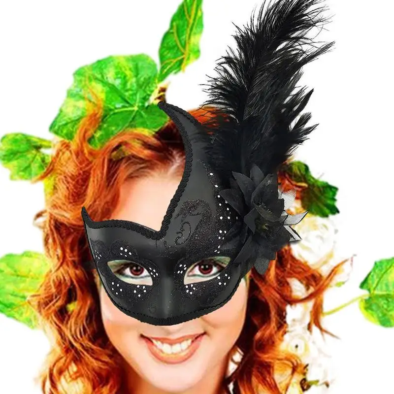 

Feather Half Face Cover Masquerade Face Cover Halloween Party Face Cover Carnival Halloween Facial Cover For Mardi Gras