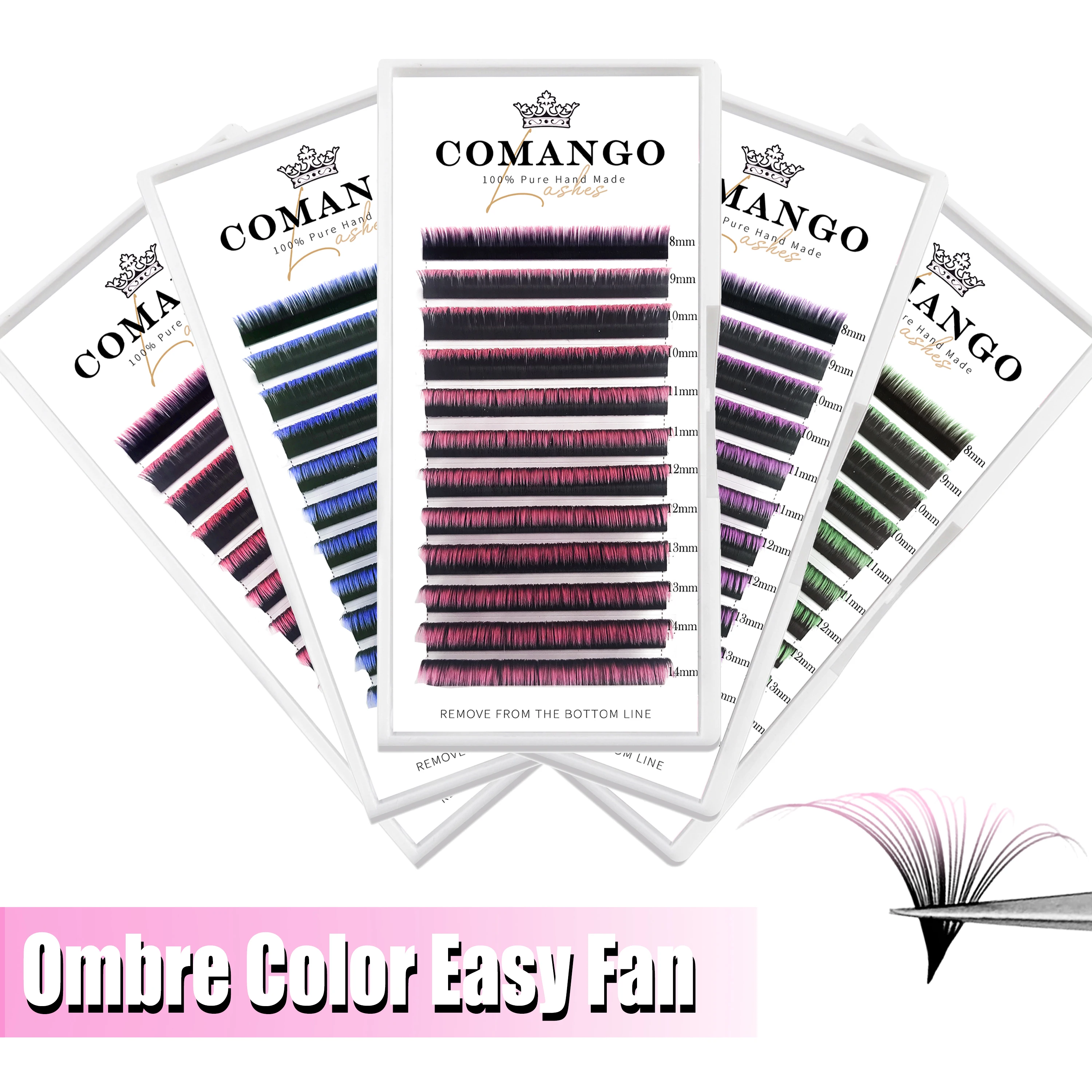 Ed Lash Extensions Russian Volume Ombre Pink/blue/purple/green Auto Fans Supplies For Professionals