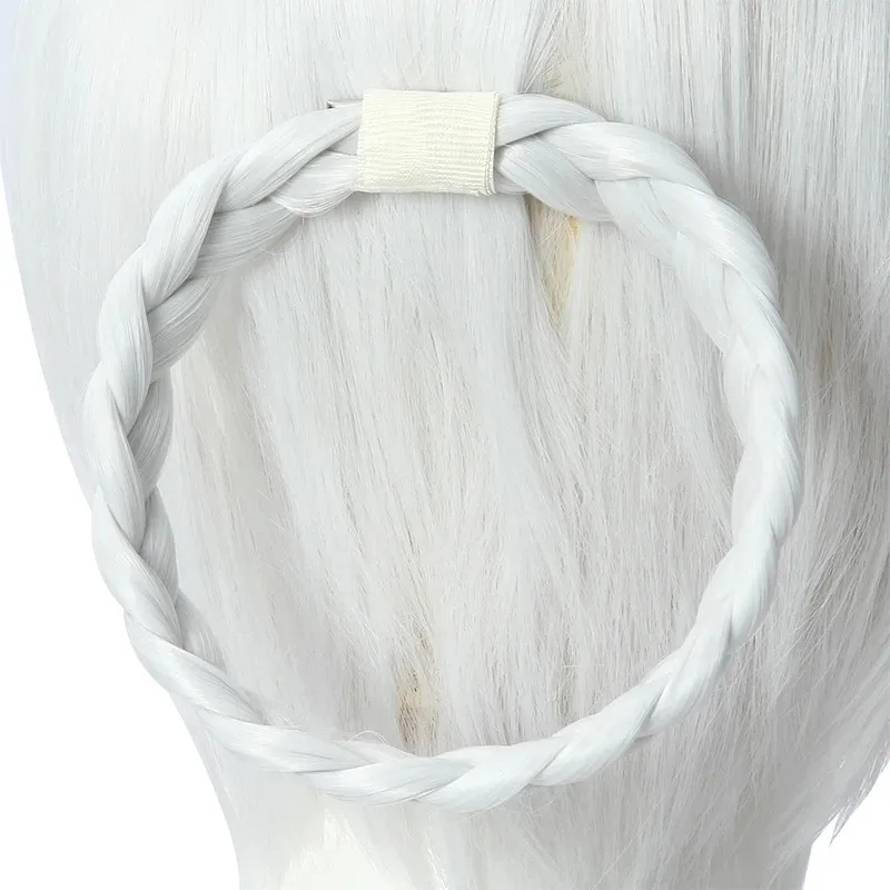 Фото Zizi 2025 L-email Kaine Wig NieR RepliCant Косплей Серебристо-белые плетеные парики с челкой Синтетические волосы Термостойкие №4