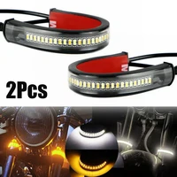 2pcs universal motorcycle front suspension led ring turn signal white amber 12v dc led turn signals light for most motorcycles