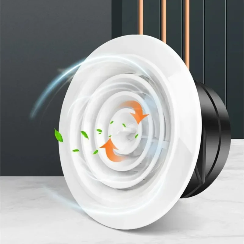1pc 75-200mm Wall Interior Vent ABS Ventilation Grille Cover Adjustable Air Round Louvered Vents