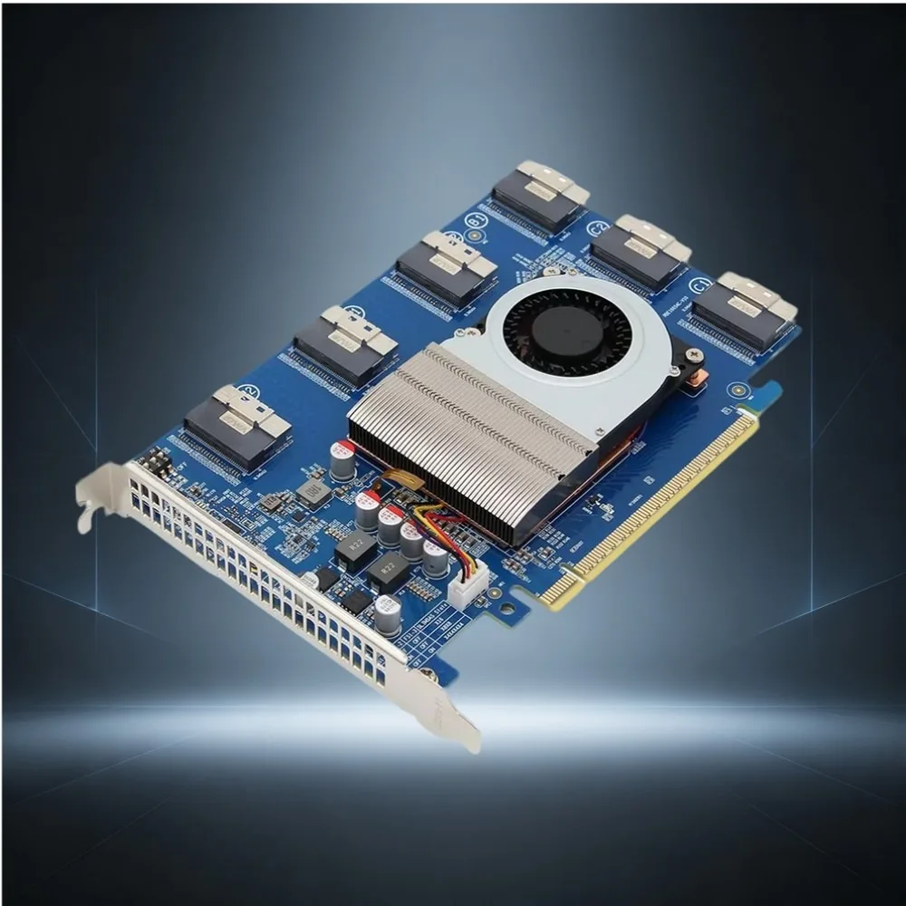 Фото Адаптер-райзер PLX88096 PCIe 4.0 X16, интерфейс 8654, внешняя карта расширения для графического процессора и жесткого диска, без разделения конструкции, высокоскоростная передача данных. №2