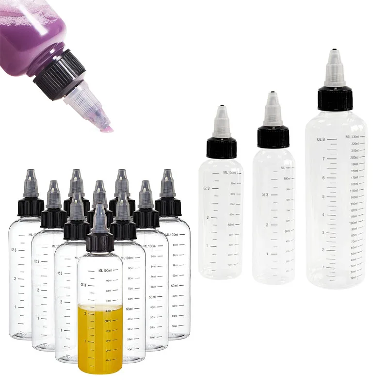 

5Pcs 30ml-500ml PET Plastic Refillable Bottle Liquid Oil Dropper Bottles Twist Top Cap For Tattoo Pigment Ink Lotion Containers