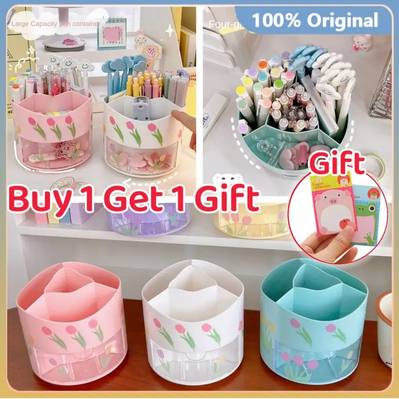 

Cute Rotating Pen Holder Desktop Drawer Stationery Box Case School Office Desk Kawaii Stationery Storage Box Organizer Stickers