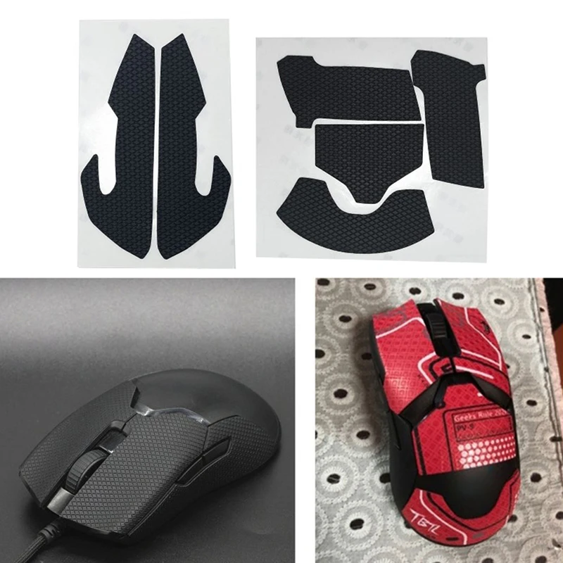 

1 Set Mouse Skin Mouse Side Pads Left Right Button Stickers for razer Viper Ultimate Mice Curved Edges Silicone Grip