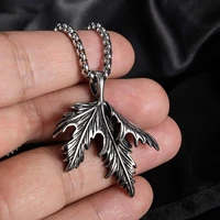 men leaf pendants necklace link chain for man fashion jewelry stainless steel birthday christmas gift