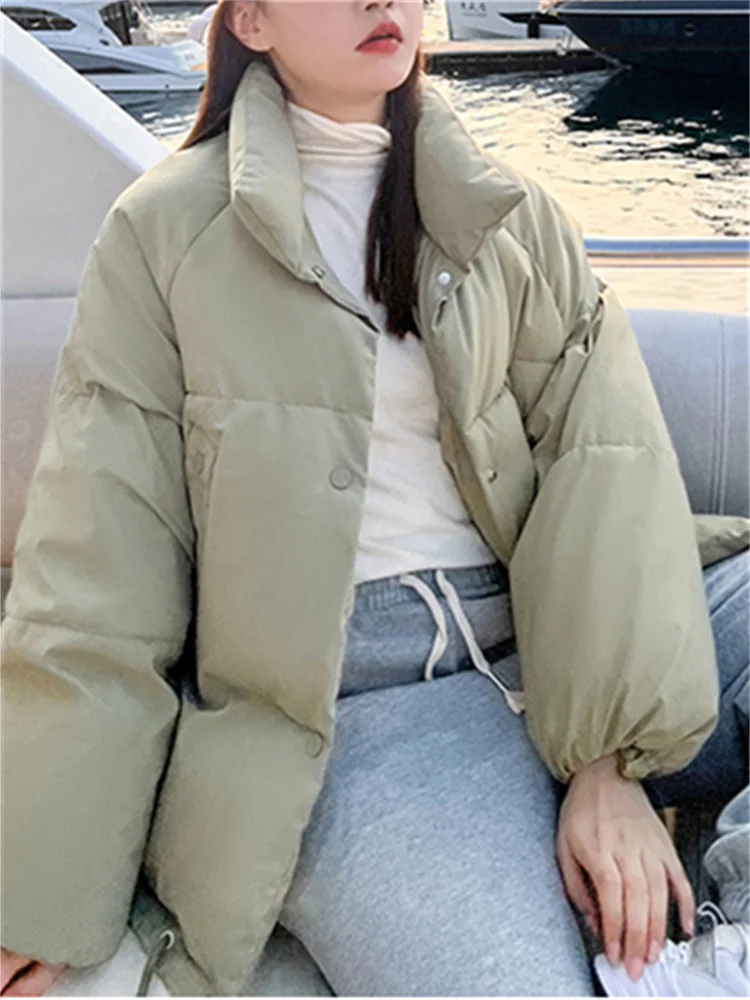 Coat Winter Jacket for Women 2022 Casual Loose Thicken Warm Parkas Korean Fashion Stand Collar Outwear