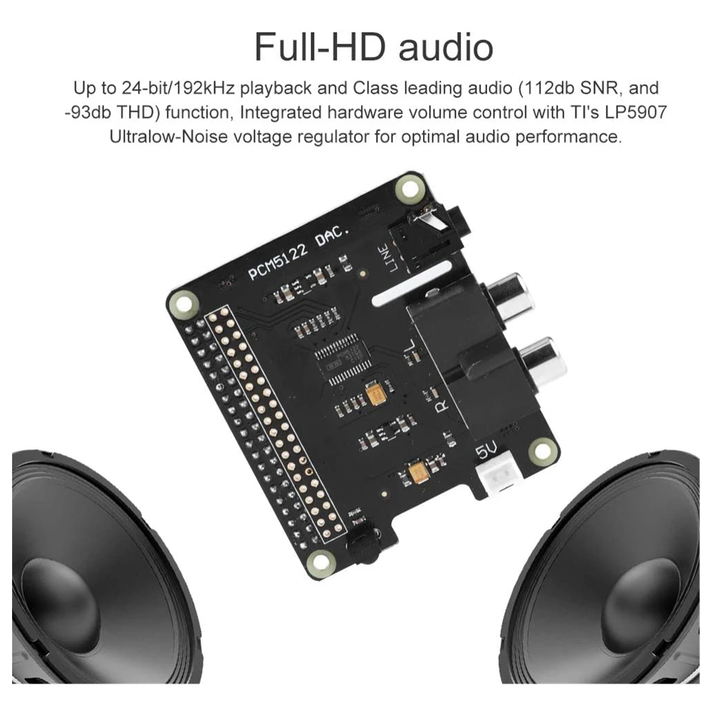 

Raspberry Pi Expansion Board Raspberry Pi HiFi DAC+ HD Audio PCM5122 24-bit Expansion Board for Raspberry Pi 3 Model B / 2B