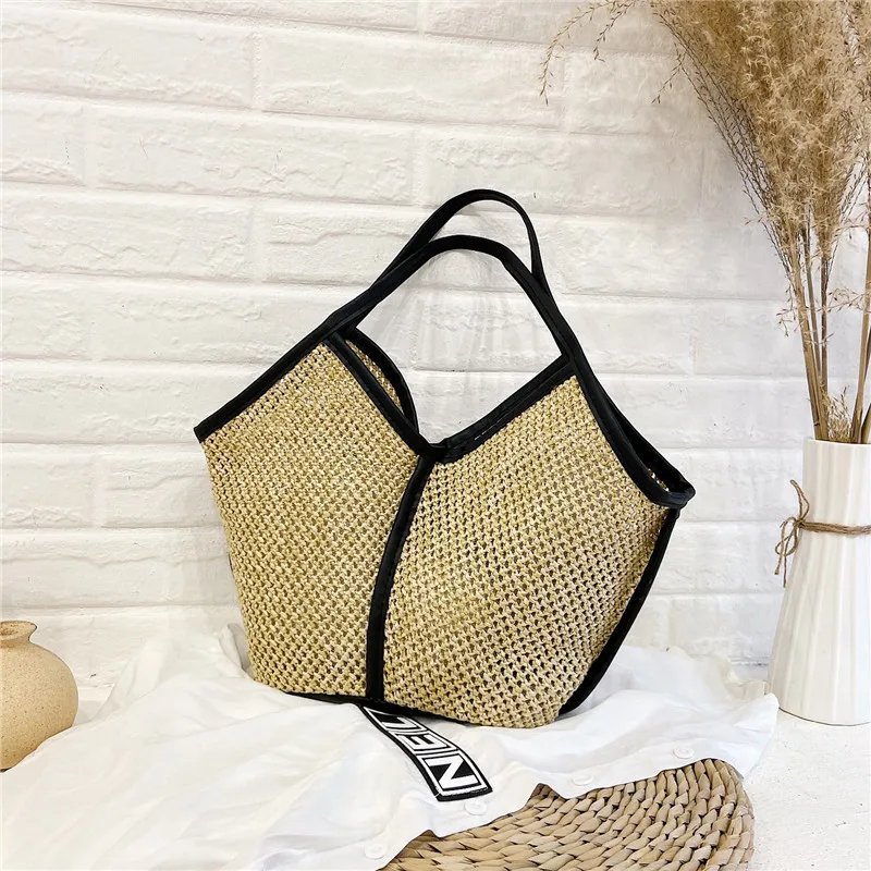 Woven Bag 2023 Summer New High Capacity Straw Woven Bag Travel Fashion Hollow Out Fishing Net Shoulder Bag Tote Bag  Straw Bag