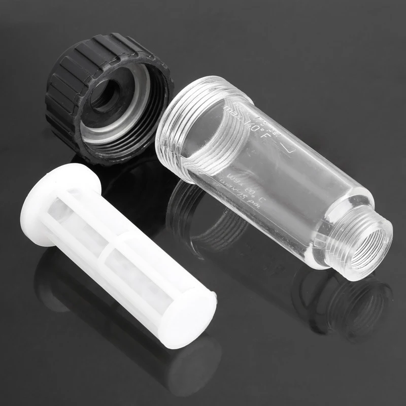 

1Pc High Pressure Washer Water Inlet Filter Filter Screen Filter Element Accessories Transparent/Black reusable