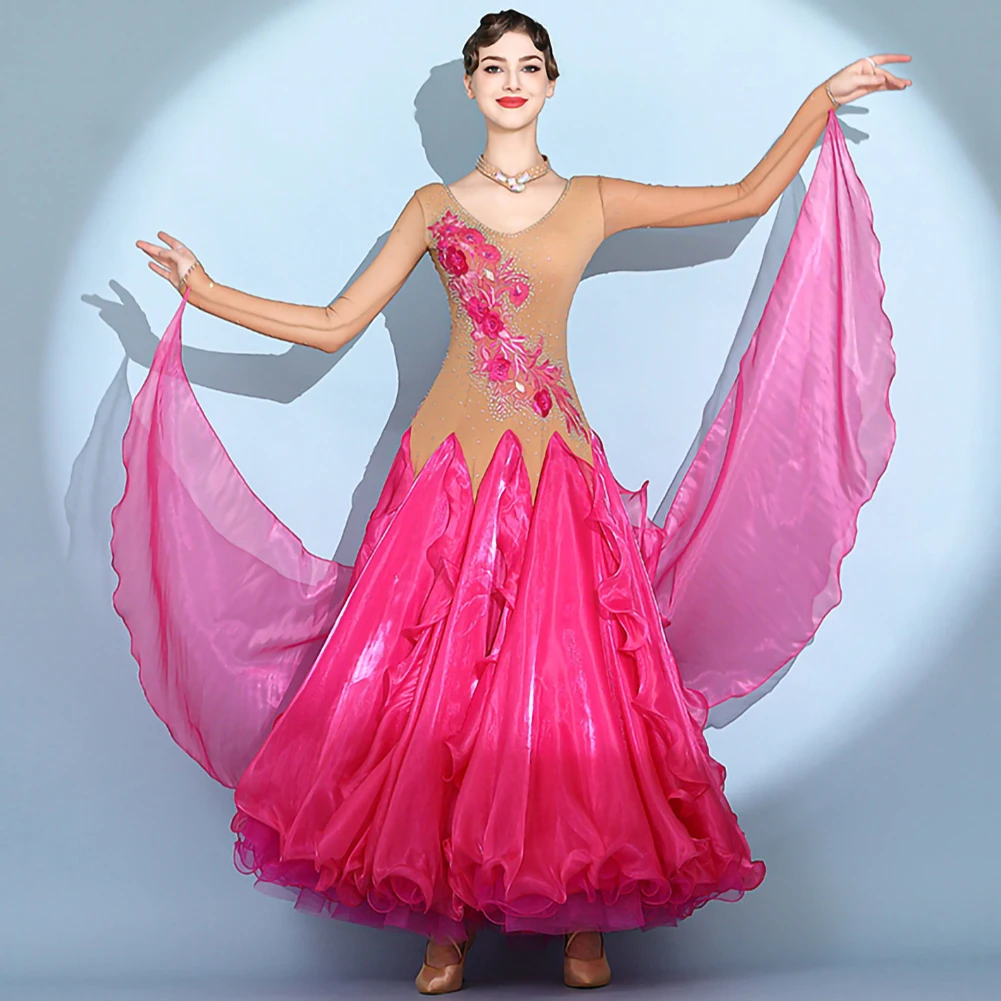 Женское бальное платье Waltz с длинным рукавом элегантное красное V-образным