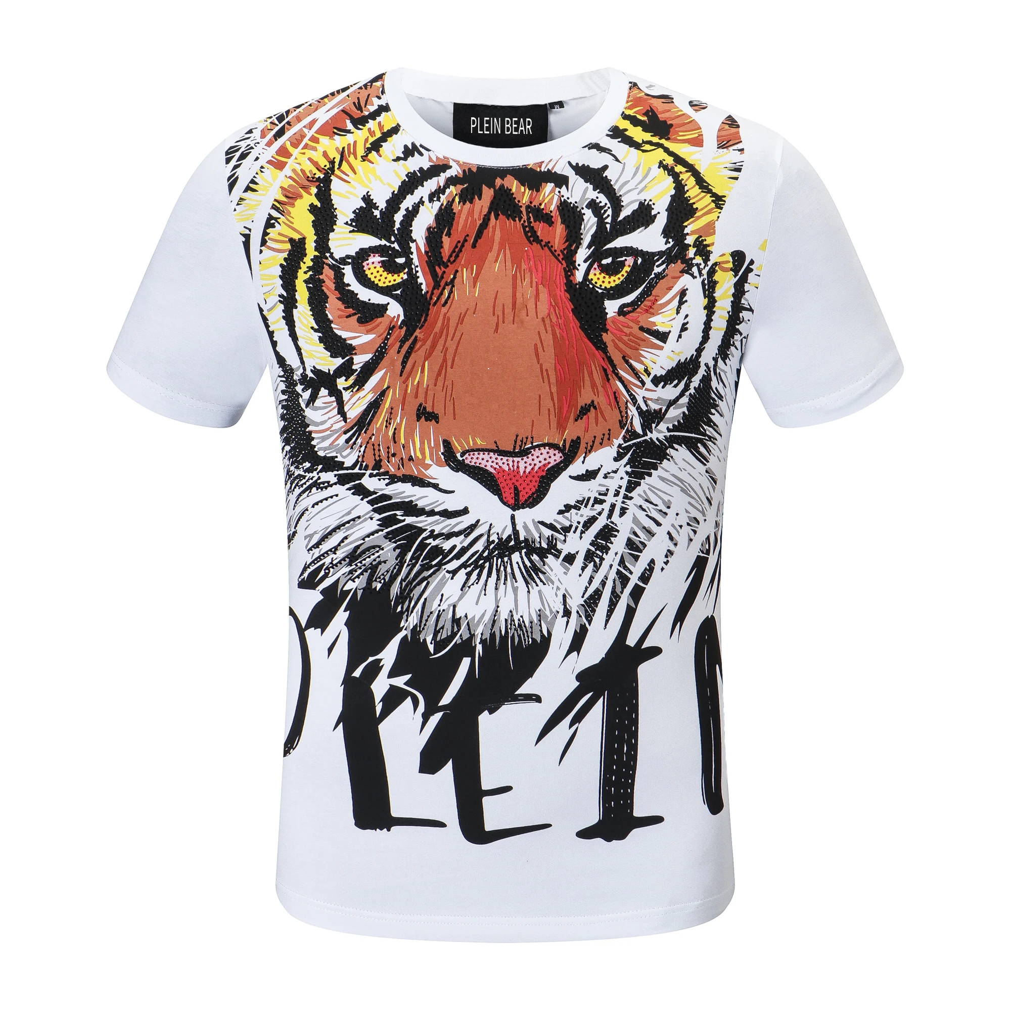 

T-SHIRT IN BLACK ROUND NECK SS SKULL AND PLEIN 100% Cotton T-shirts Men Print Tops Comfortable Tees Quality Tshirt 8540