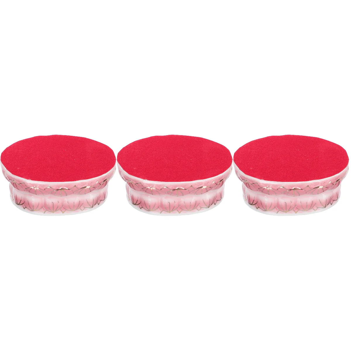 

3pcs Avalokitesvara Statue Lotus Base Ceramic Desk Statue Storage Stand