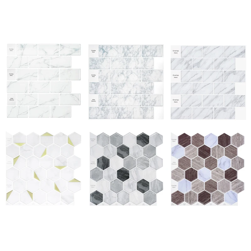 

3D Epoxy Mosaic Wall Stickers Wallpaper Home Decoration Peel and Stick Marble Tiles Bathroom Kitchen Oil-proof Sticker