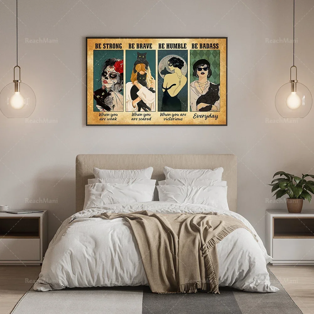 Плакат с изображением кота-сильный храбрый гумор будьте беса настенное