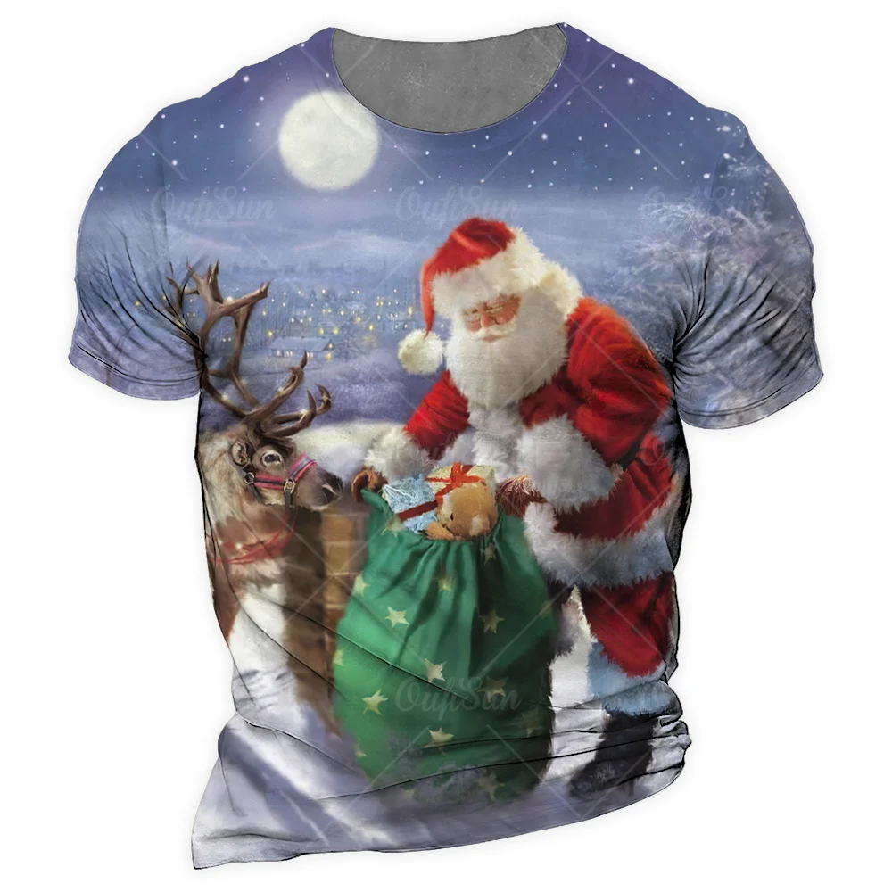 

Summer Men's Clothing 3D Christmas Halloween Printed Fun T-shirt Casual Round Neck Top Men's Oversized Casual Party Top T-shirt
