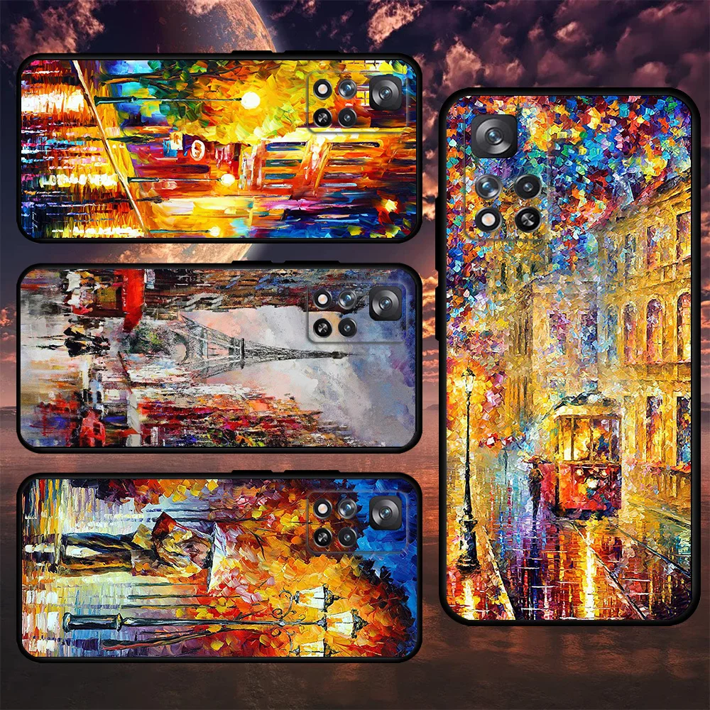 

Street View Oil Painting Art Fashion Bumper Case For Xiaomi Redmi Note 11 10 12 Pro 9 8 10C K40 9C 9A Silicone Soft Phone Cover