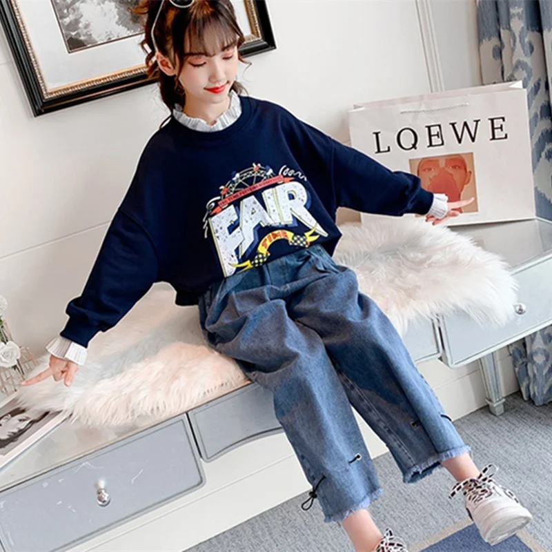 

Girls Suit Sweatshirts +Pants Cotton 2Pcs/Sets 2022 Elegant Spring Autumn Thicken Jogging Suits Kid Baby Children Clothing Sets