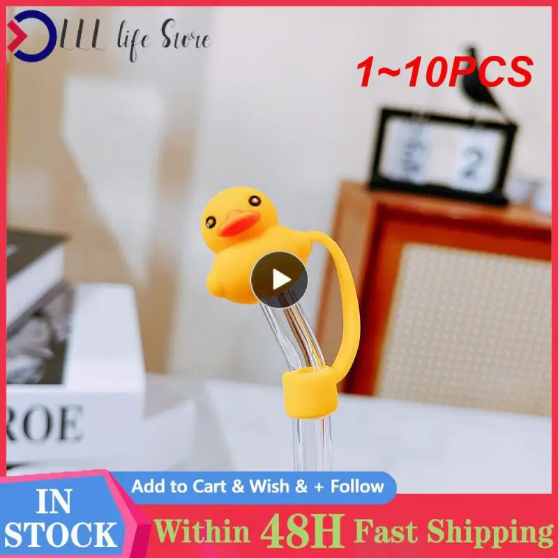 

1~10PCS Ins Style Straw Plug Cartoon Cute Summer Glass Straw Stopper Drink Milk Tea High Borosilicate Safety Straw Plug