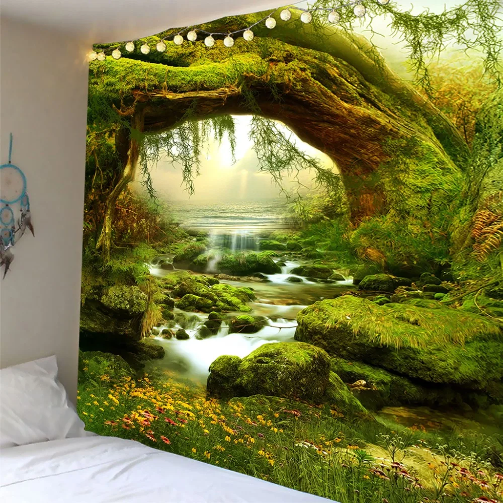 

Bohemian Tapestry Landscape Printed home Decorative Rectangle Tapestries Wall Hanging Throw Bedspread Customized Carpet Dropship