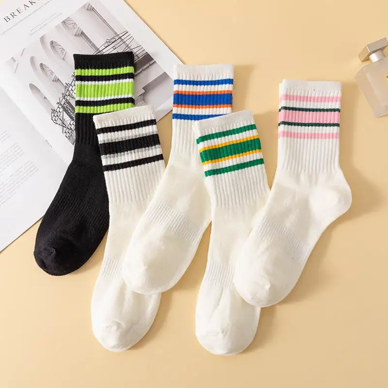 

Striped Socks Calcetines Harajuku Skarpetki Damskie Chaussette Femme Mujer Korean Style Women Japan White Woman Cotton Sport