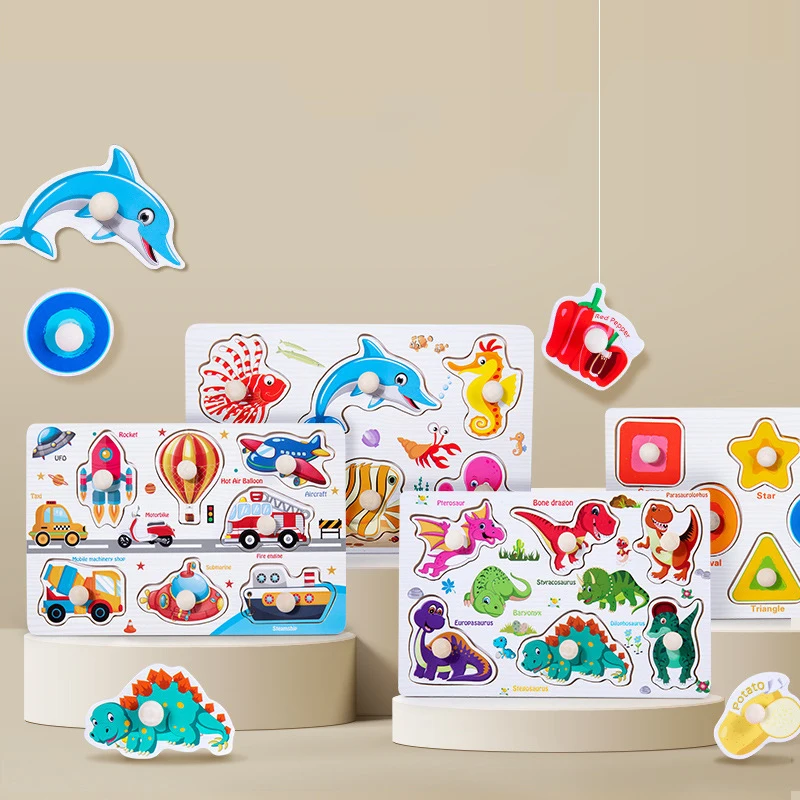 Деревянная головоломка Монтессори для малышей 1 2 3 лет подарок мальчиков и