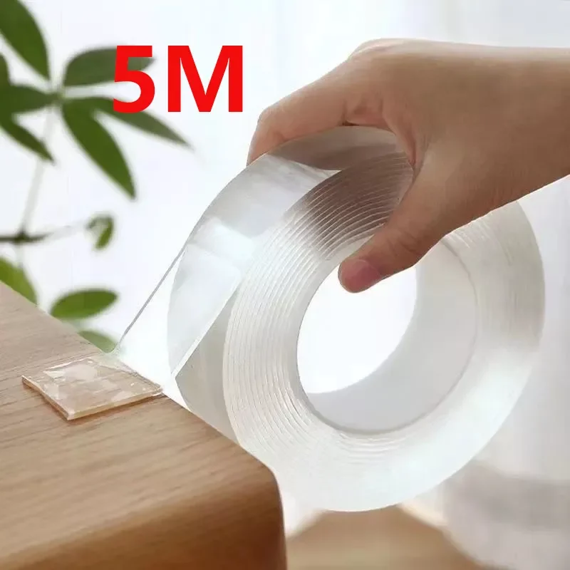 

NEW2022 1/2/3/5M Nano Tape Tracsless Double Sided Tape Transparent No Trace Reusable Waterproof Adhesive Tape Cleanable Home gek