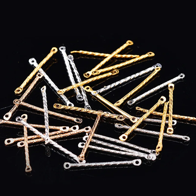 

100Pcs/lot 25-30mm Gold Stripe Double Cylinder Bar Earrings Connecting For Jewelry Making Earring Pins DIY Supplies Accessories
