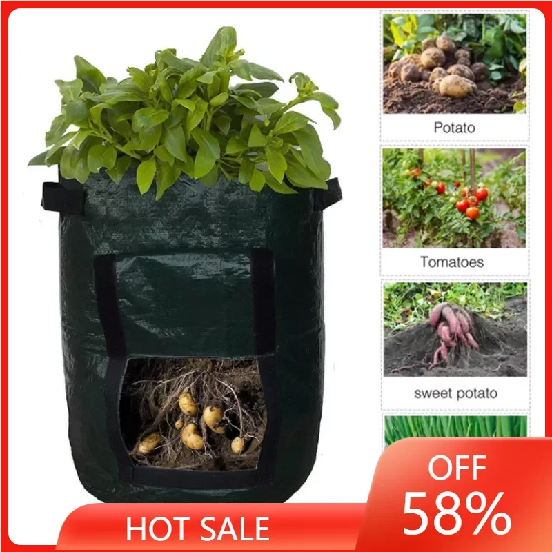 

Выращивание картофеля Bag, полиэтиленовый пакет для овощей, лука, растений с ручкой, утолщенный садовый мешок для выращивания моркови, таро, а...
