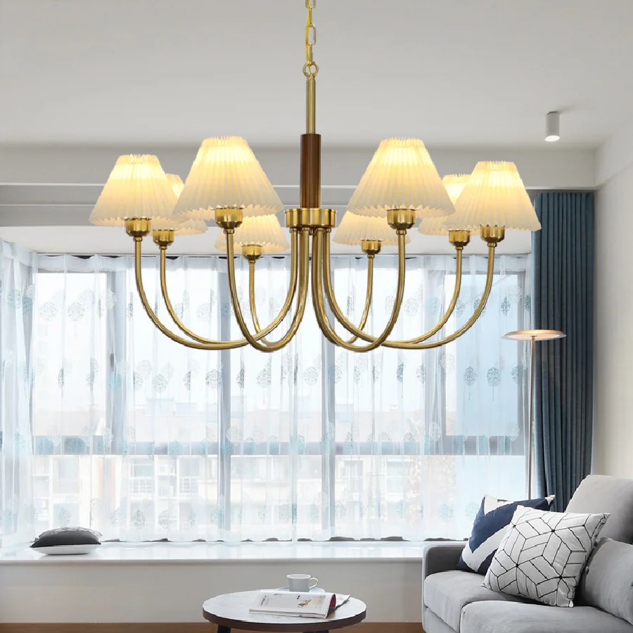 

Люстра в японском стиле, роскошная ретро-лампа из кованого железа с медным покрытием, в американском стиле, для гостиной, спальни