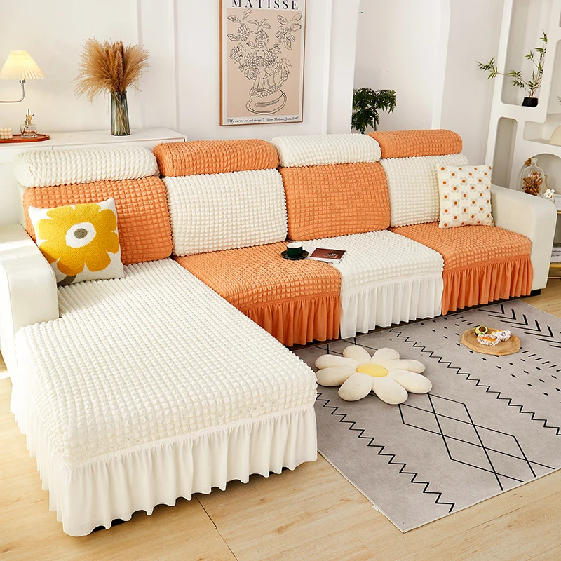 

Thick Bubble Plaid Sofa Seat Covers Stretch Sofa Cushion Covers Elastic Couch Slipcover All-inclusive Couch Covers Dining Room