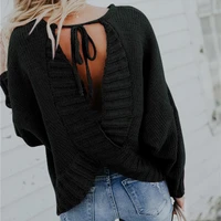 2022 popular knitwear open back sexy sweater womens top sweaters jumpers autumn fall sweaters for women dropshipping