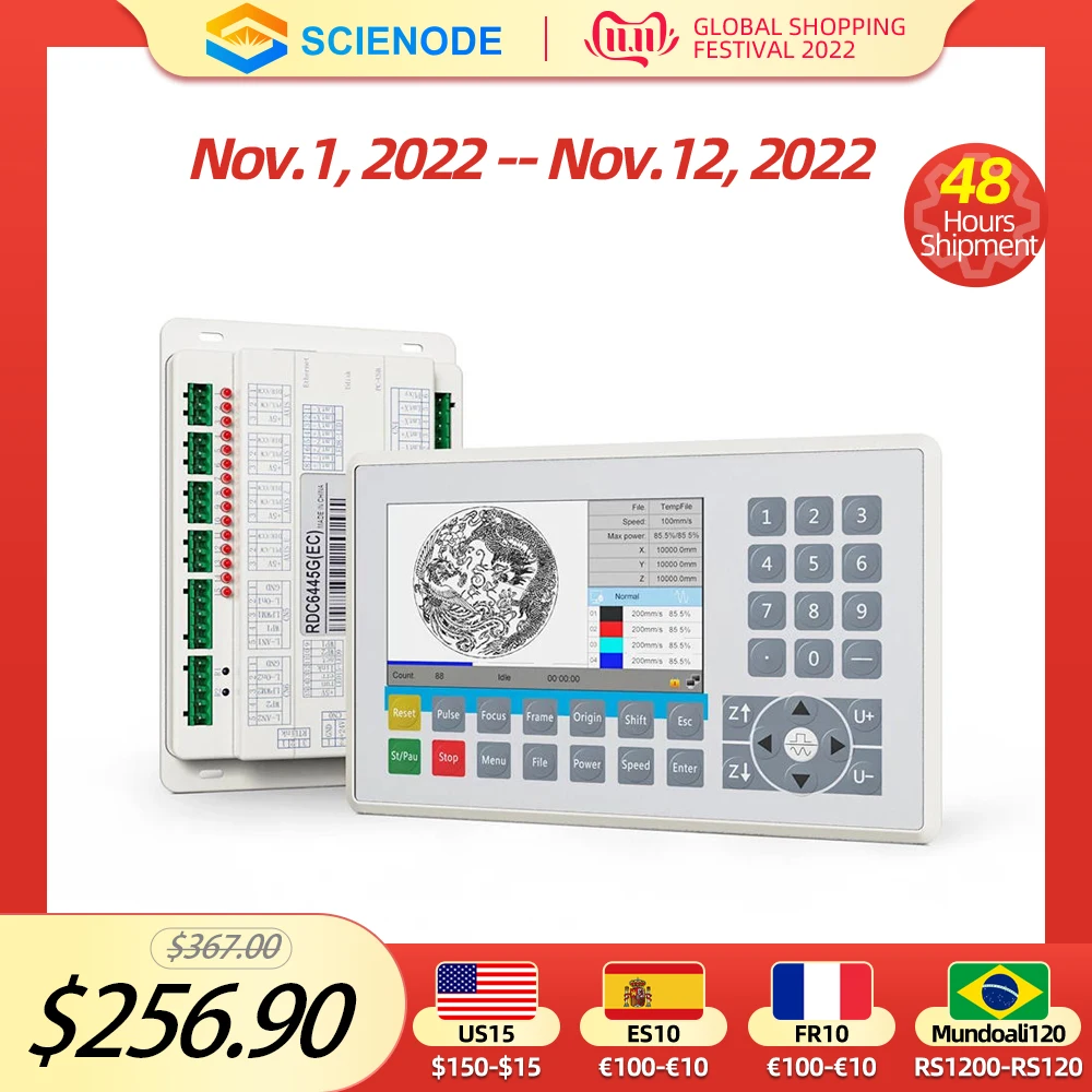 

Scienode Ruida RDC6442S RDC6445S CO2 Laser Controller Upgrade RDC6442G RDC6445G Systems for CO2 Laser Cutting Engraving Machine