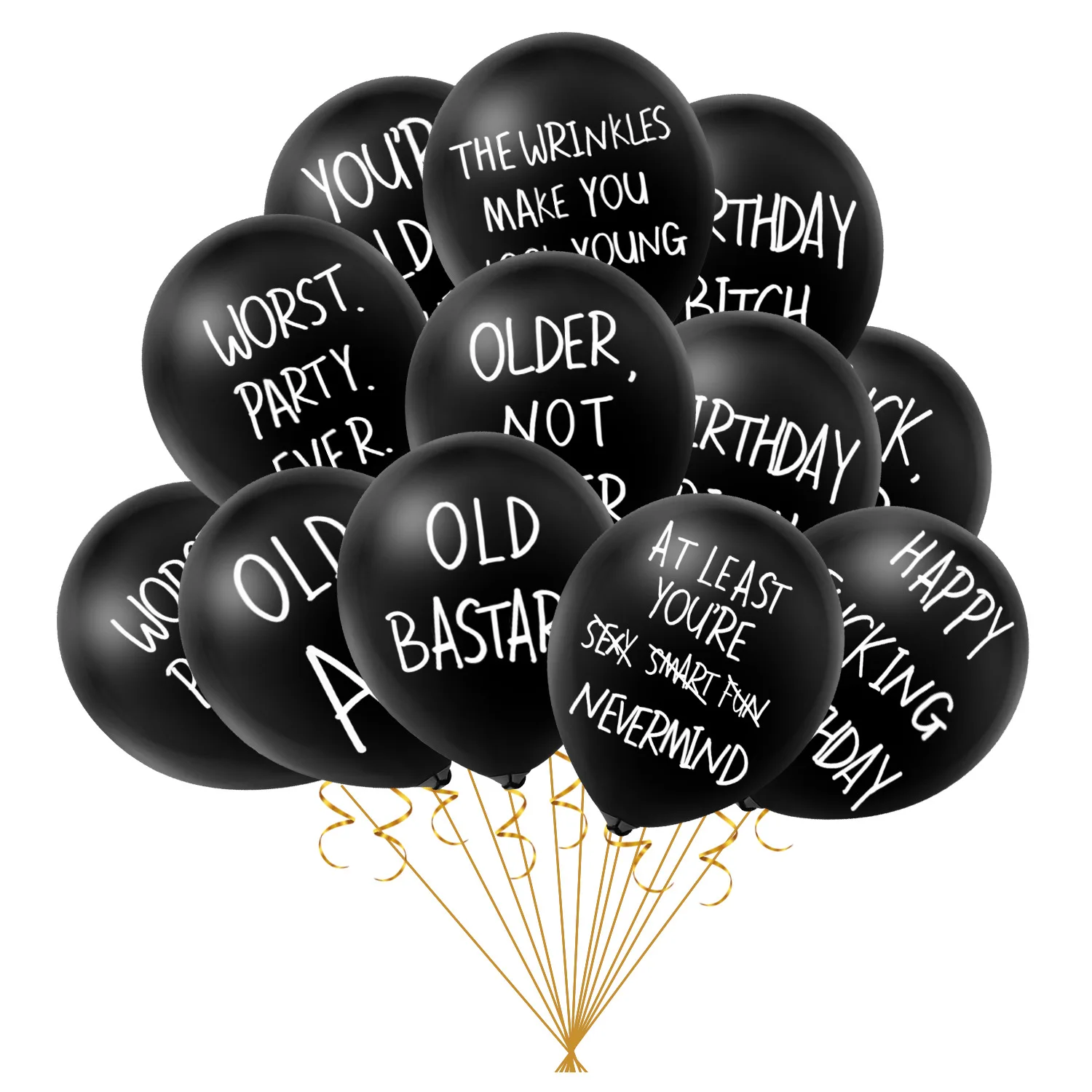 

10 PCS Black Latex Balloons Birthday Party Decorations Outdoor Party Decorations Helium Globos With Different Rude Words