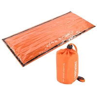 portable outdoor reusable emergency sleeping bag thermal waterproof survival camping travel orange