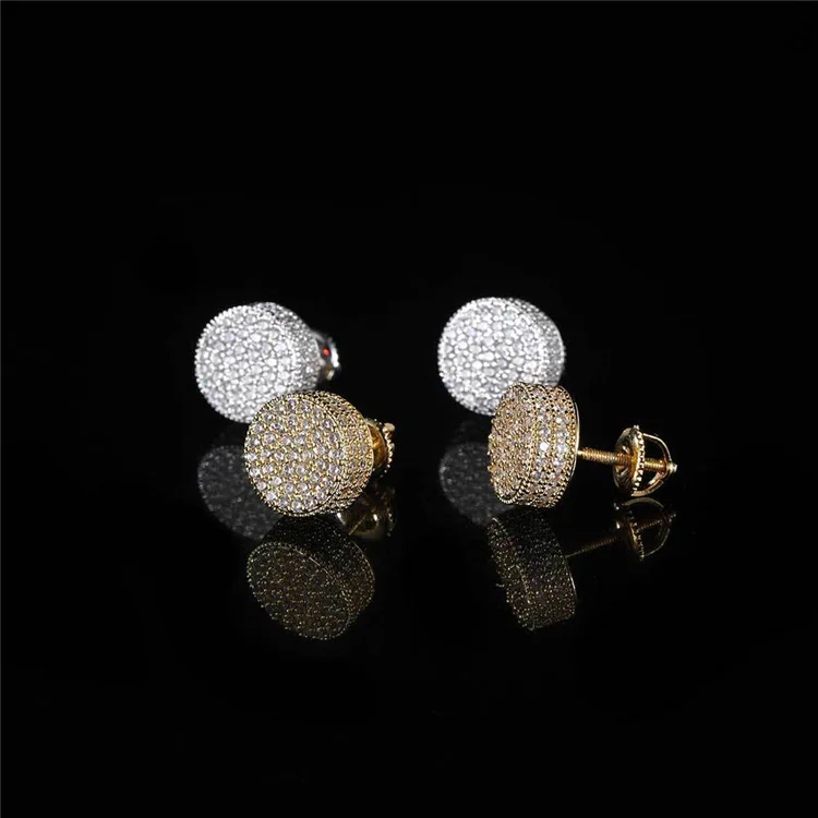 

Lucky Fashion hiphop earrings copper micro-inlaid zircon double circular simple personality hiphop earrings for men and women