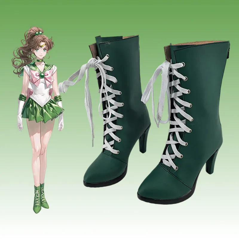 Фото Обувь для косплея Kino Makoto Sailor Jupiter, ботинки в стиле комиксов, подарок на день рождения, аксессуар для костюма на Хэллоуин, реквизит №2