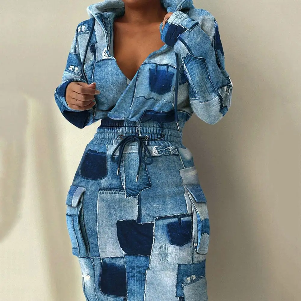 

Dressing Up Hip Wrap Camouflage Pattern Elastic Waist Tight Tunic Dress Streetwear