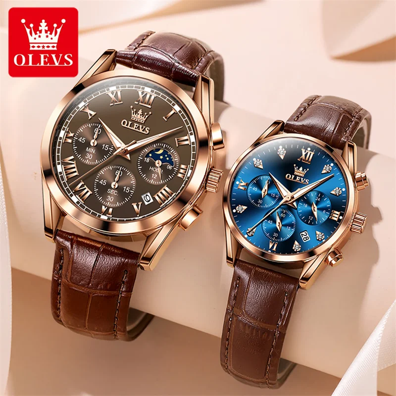 2023 New OLEVS Top Brand Lovers' Couples Quartz Men Watch Women Valentine Gift Clock Watches Ladies Waterproof Wristwatch