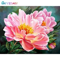 gatyztory oil painting by number pink flower drawing on canvas hand painted paintings gift diy pictures by numbers scenery kits