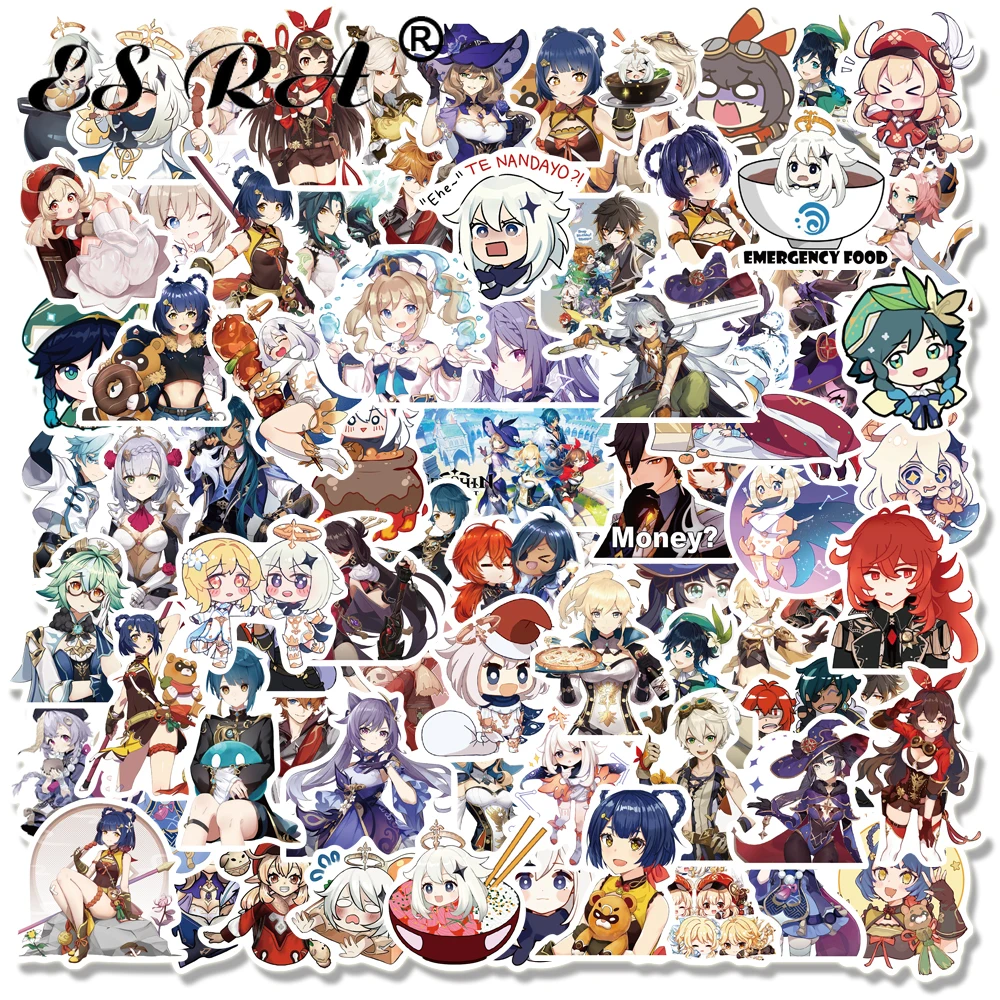 

10/50/100PCS Game Genshin Anime Stickers Graffiti for Laptop Bike Motorcycle Guitar Skateboard Luggage Waterproof Decal Toys