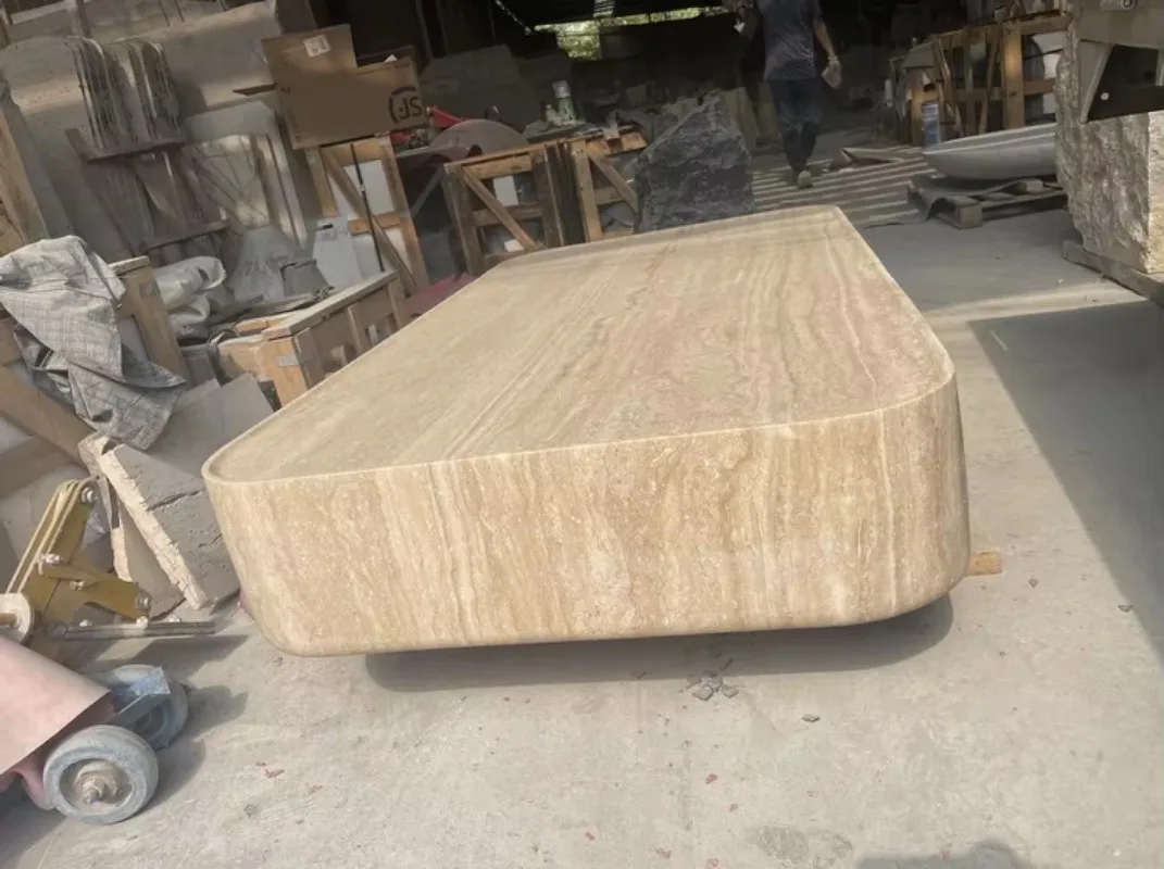 OEM Классический натуральный мраморный камень бежевый травертин резной