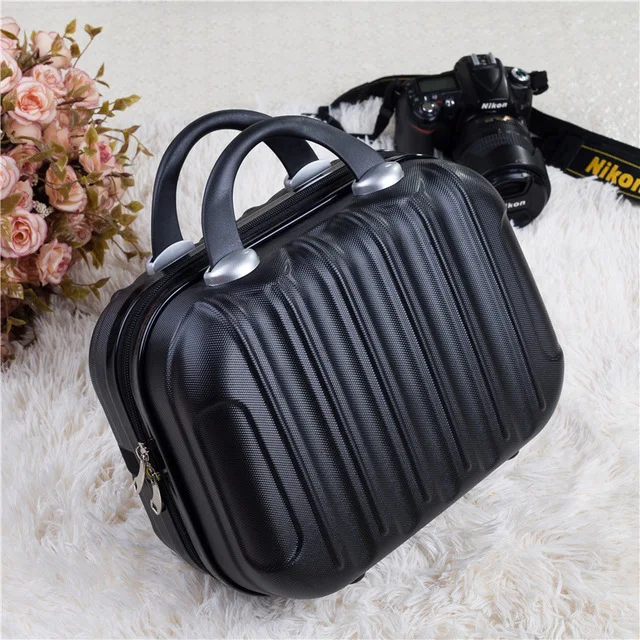 

Korean Pink Suitcase 14/16 Inches Kids Luggage ABS Travel Suitcase Tag Makeup Bag One-way Wheels Trolley Traveler Accessories