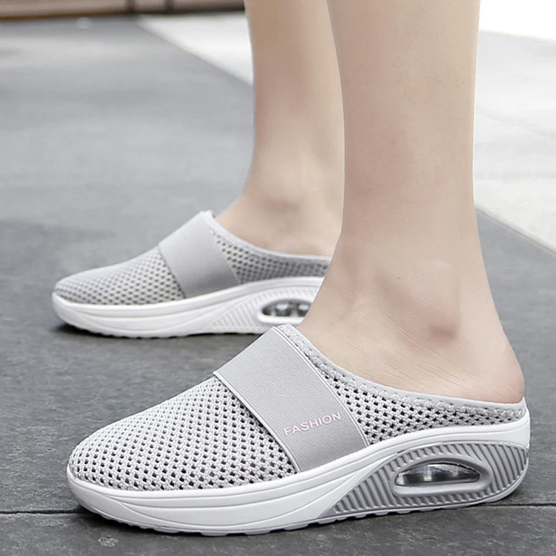 

Wedge Sneakers Women Breathable Baotou Wedge mesh Fabric Shoes For Women Female Slides Ladies Shoes Orthopedic Cushion Sandals