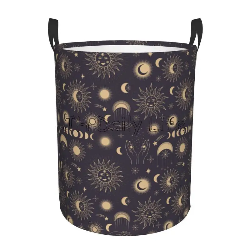 Волшебная луна фаза мотыля и луны в золотых цветах корзина для белья хранения