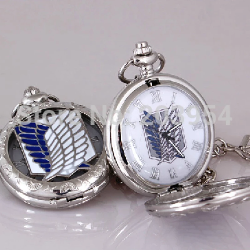 12pcs/lot Pocket Watches Anime Attack on Titan / Shingeki No Kyojin Scouting Legion Cosplay Steel Vintage Pendant Drop Shipping