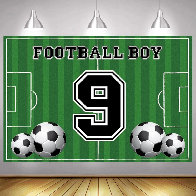 

Custom Soccer Player Football Backdrop Boy Happy Birthday Party Kids Photography Background Adult Photographic Banner