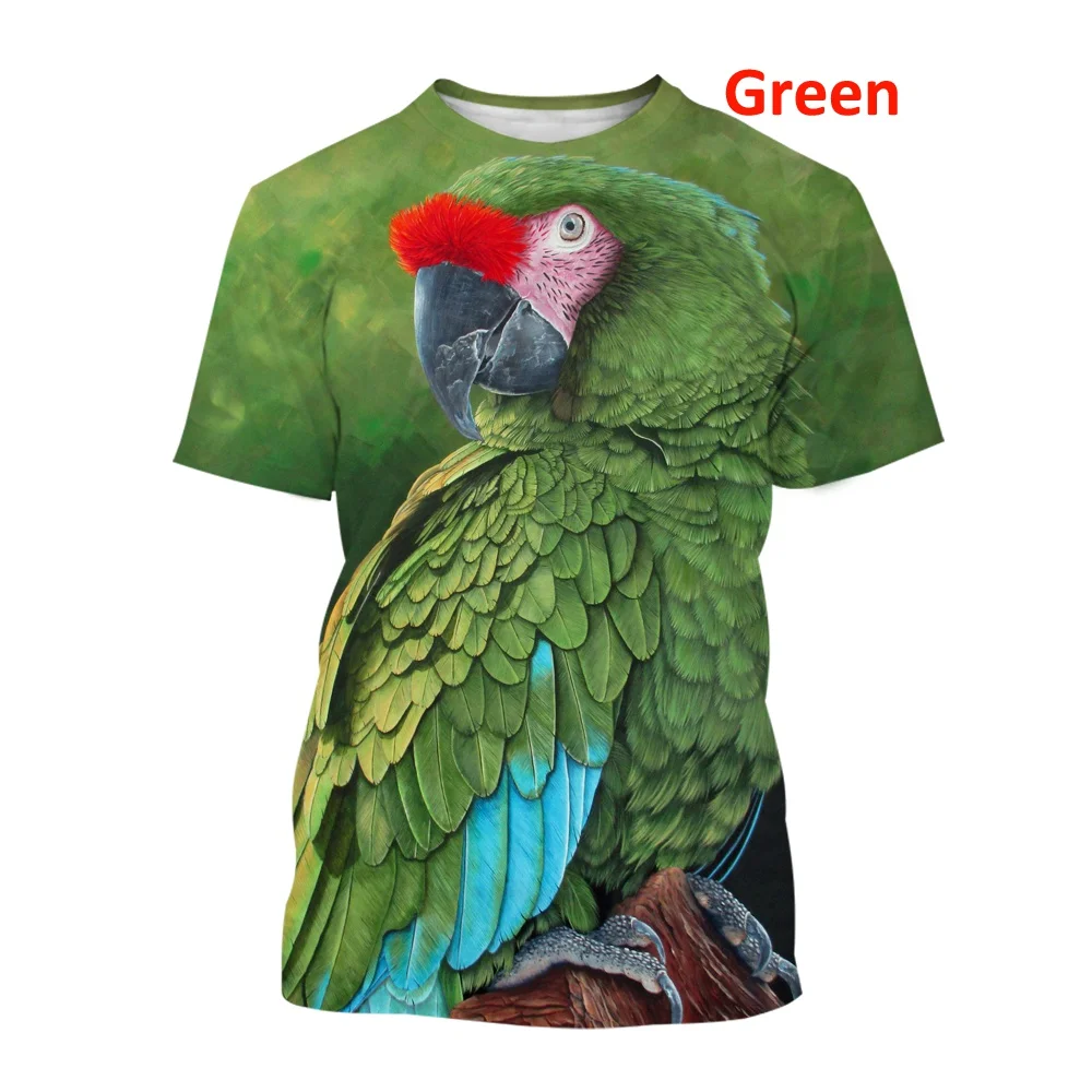 

2022 Summer Men Casual 3D Printed Parrot T-shirt Bird T Shirt Flower Tees XS-5XL
