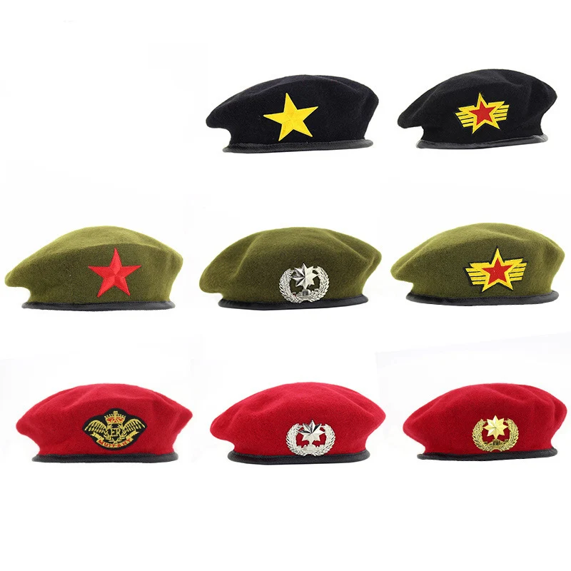 

High Quality Wool Berets fashion Army cap Star Emblem Sailor Dance Performance Hat Trilby chapeau for men women unisex GH-400
