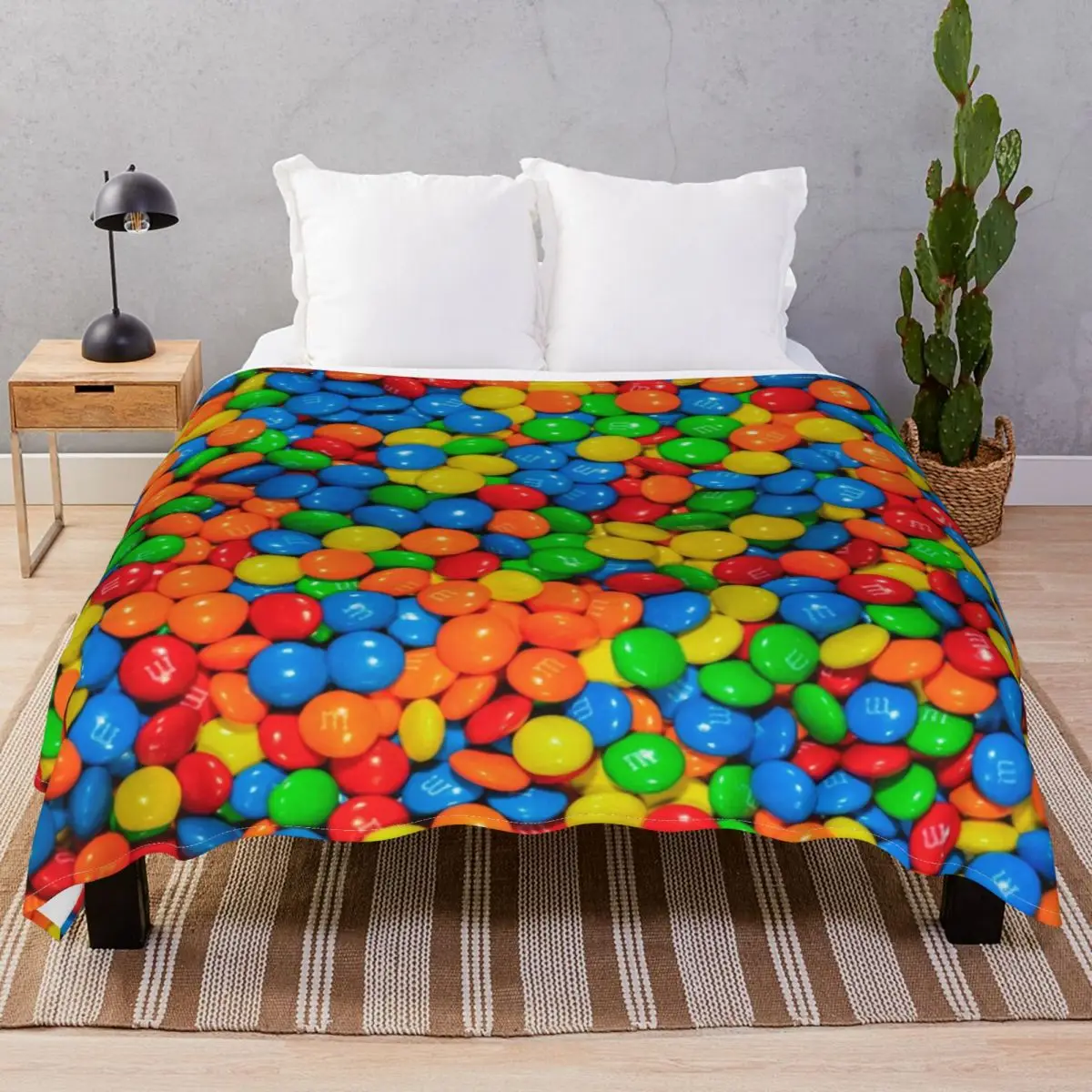 M&m Blanket Fleece Summer Fluffy Throw Blankets for Bedding Sofa Camp Cinema